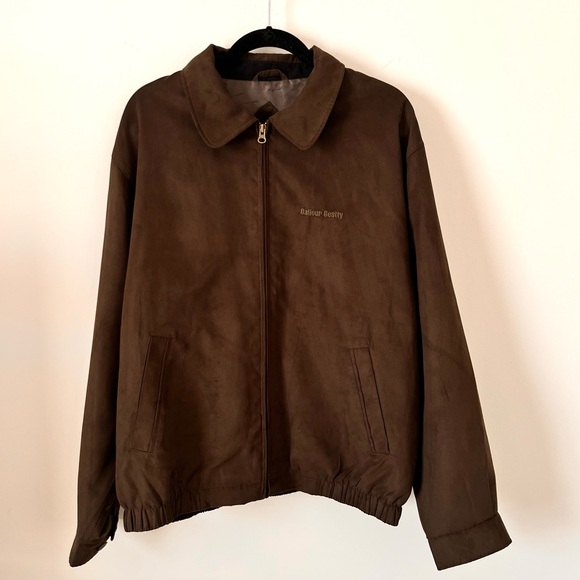 Cutter and Buck Men’s Classic Roosevelt Brown Faux Suede Zipper Jacket Collar LG - Picture 3 of 16